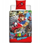 POŚCIEL BAWEŁNIANA DZIECIĘCA 140 X 200 CM NINTENDO SUPER MARIO ODYSSEY NO-173BL