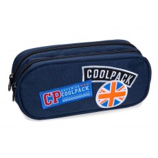 DOUBLE ZIPPERS PENCIL CASE COOLPACK CLEVER BADGES BLUE (B65053)