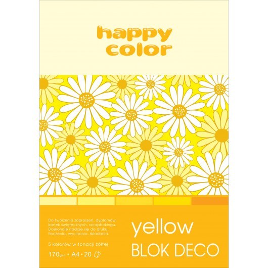 BLOK DEKORACYJNY A4 HAPPY COLOR DECO YELLOW 170G