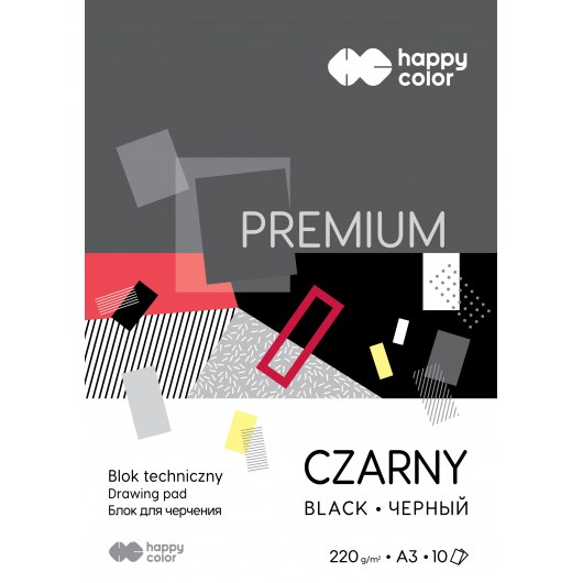 BLOK TECHNICZNY CZARNY A3 HAPPY COLOR PREMIUM 220G