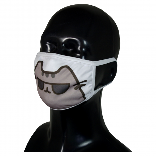 FACE MASK 4PLY EAR LOOP ACTIVE SILVER IONS GRAY CAT IN GLASSES
