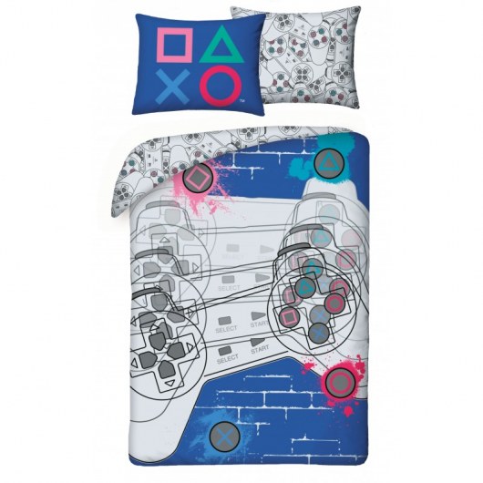 POŚCIEL BAWEŁNIANA DZIECIĘCA 140 X 200 CM PLAYSTATION PSY-001BL