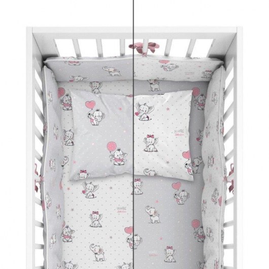 POŚCIEL BAWEŁNIANA + OCHRANIACZ MAYAMOO 100 X 135 CM SŁONIE MILUSIE 2944AB