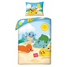POŚCIEL BAWEŁNIANA DZIECIĘCA 140 X 200 CM POKEMON BEACH PIKACHU POK-290BL