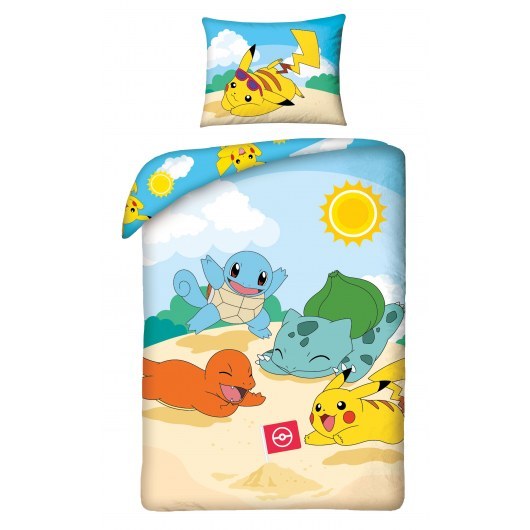 POŚCIEL BAWEŁNIANA DZIECIĘCA 140 X 200 CM POKEMON BEACH PIKACHU POK-290BL