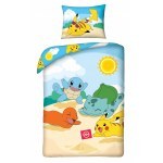 POŚCIEL BAWEŁNIANA DZIECIĘCA 140 X 200 CM POKEMON BEACH PIKACHU POK-290BL