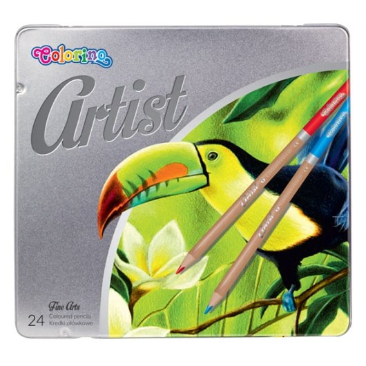 COLORINO ARTIST COLOURED PENCILS SET IN METAL BOX 24 COLOURS