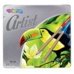 COLORINO ARTIST COLOURED PENCILS SET IN METAL BOX 24 COLOURS