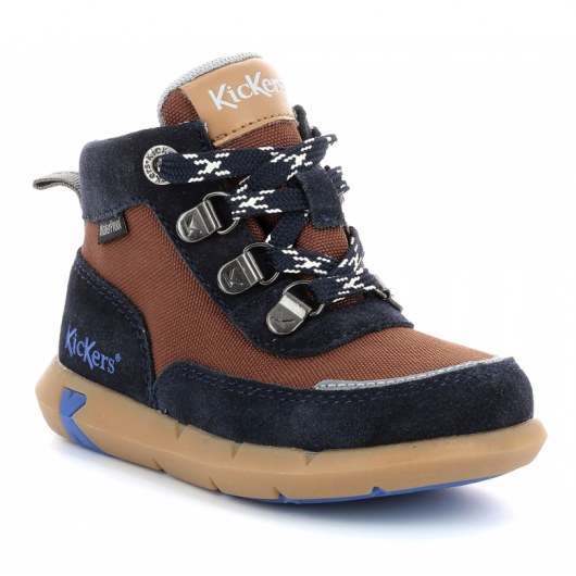 TRZEWIKI PRZEJŚCIOWE KICKERS JUNIBY NAVY BROWN WATERPROOF