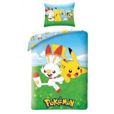 SINGLE DUVET SET 140 X 200 CM POKEMON PIKACHU & SCORBUNNY POK-404BL