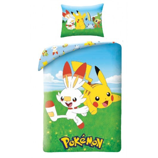 POŚCIEL BAWEŁNIANA 140 X 200 CM POKEMON PIKACHU & SCORBUNNY POK-404BL