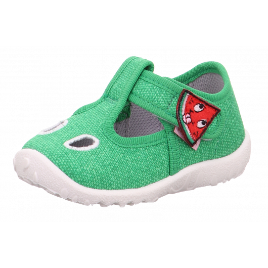PANTOFLE TEKSTYLNE KAPCIE SUPERFIT SPOTTY GRÜN/WEISS 1-009248-7010