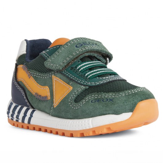 SNEAKERSY GEOX ALBEN JUNIOR BOY FOREST/ORANGE