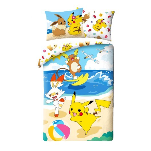 POŚCIEL BAWEŁNIANA 140 X 200 CM POKEMON PIKACHU BEACH POK-465BL
