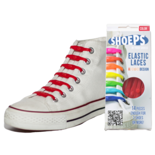 SHOEPS ELASTIC LACES RED 14 PIECES