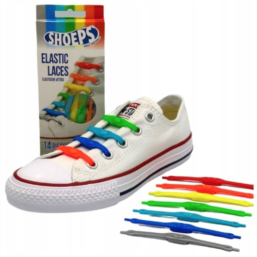 SHOEPS ELASTIC LACES MIX COLOURS 14 PIECES