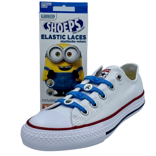 SHOEPS ELASTYCZNE SILIKONOWE SZNURÓWKI MINIONKI NIEBIESKIE 14 SZTUK
