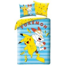 SINGLE DUVET SET 140 X 200 CM POKEMON PIKACHU & SCORBUNNY POK-645BL