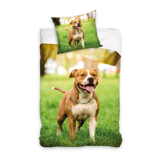 SINGLE DUVET SET 140 X 200 CM ANIMAL AMSTAFF DOG NL224076-PP
