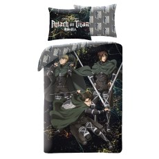 SINGLE DUVET SET MICROFIBER 140 X 200 CM ATTACK ON TITAN AOTF-6053BL