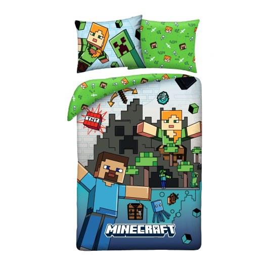 SINGLE DUVET SET 140 X 200 CM MINECRAFT MNC-883BL