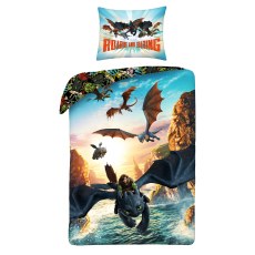SINGLE DUVET SET MICROFIBER 140 X 200 CM HOW TO TRAIN YOUR DRAGON HTTD-8620BL