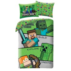 SINGLE DUVET SET MICROFIBER 140 X 200 CM MINECRAFT MNC-783BL