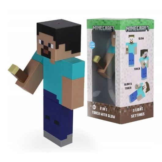 LATARKA Z LAMPKĄ 2W1 MINECRAFT STEVE