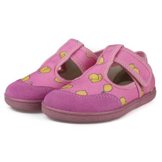 PANTOFLE TEKSTYLNE KAPCIE BAREFOOT MIDO SHOES LEMON PINK
