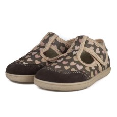 PANTOFLE TEKSTYLNE KAPCIE BAREFOOT MIDO SHOES BROWN HEARTS