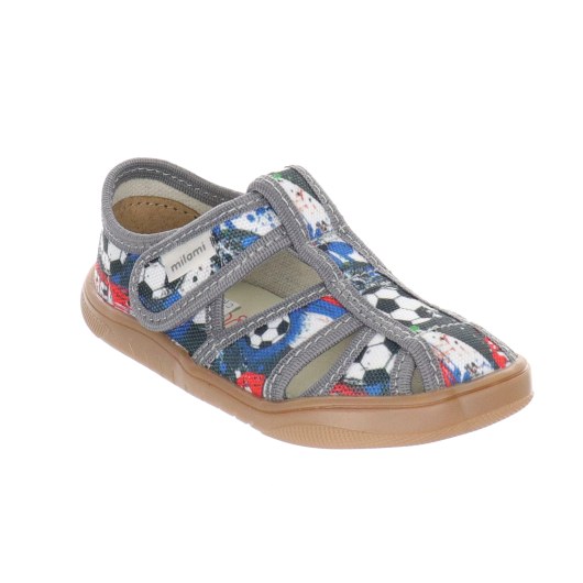 PANTOFLE SANDAŁY KAPCIE BAREFOOT MILAMI GREY FOOTBALL
